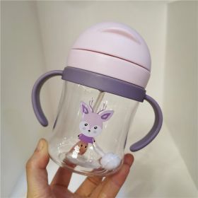Cartoon Infant Graduated Straw Water Cup (Option: Pink-300ml)