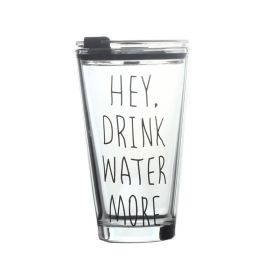 Household Sealed Glass Straw Cup With Scale (Option: Black H)