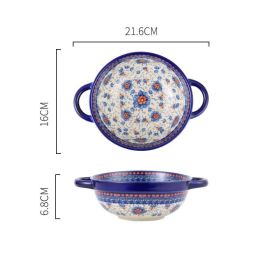 Underglaze Ceramic Cutlery Round Baking Tray (Option: E)