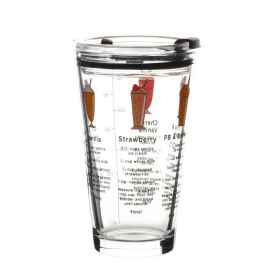 Household Sealed Glass Straw Cup With Scale (Option: Ice Cream)