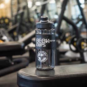 Large Capacity Fitness Portable Plastic Water Cup (Option: Black-1700ml)