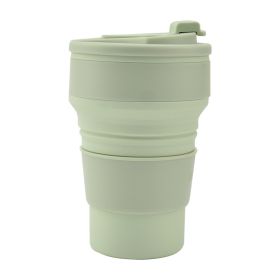Kitchen Gadgets Folding Cup Collapsible Mug With Cover Coffee Travel Outdoors Portable Water Drinking Tea Cups (Option: Light Green-350ML)