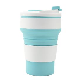Kitchen Gadgets Folding Cup Collapsible Mug With Cover Coffee Travel Outdoors Portable Water Drinking Tea Cups (Option: Light Blue-350ML)
