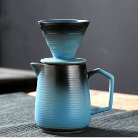 Kiln Change Coffee Funnel Filter Set Separator Ceramic Gilt (Option: Blue set)