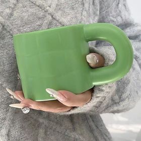 Light Luxury Wind Plating Ceramic Mug (Color: Green)