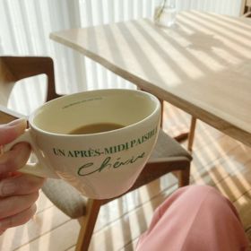 Vintage French Ceramic Coffee Cup And Saucer Set (Option: Green-Cup)