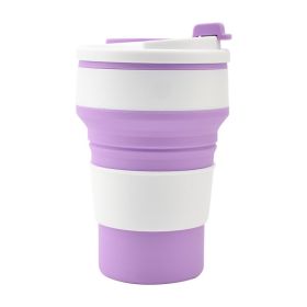 Kitchen Gadgets Folding Cup Collapsible Mug With Cover Coffee Travel Outdoors Portable Water Drinking Tea Cups (Option: Purple-350ML)