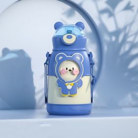 Stainless Steel Cartoon Bouncing Straw Water Cup (Color: Blue)